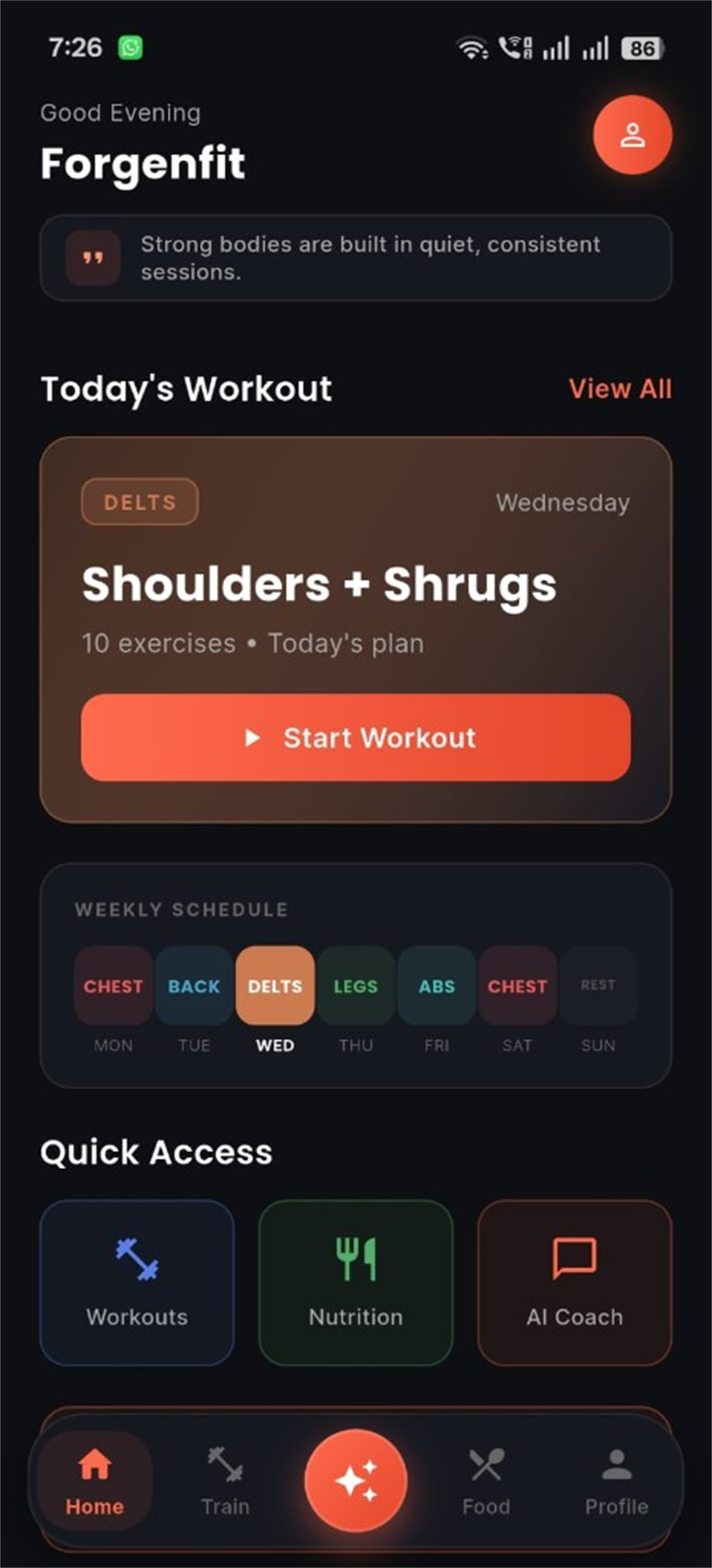 ForgeNFit Home Dashboard